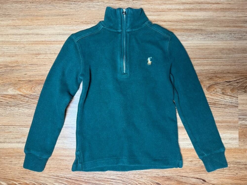 Polo Ralph Lauren Boys Dark Green 1/4 Zip Cotton Sweater - Toddler Size 5